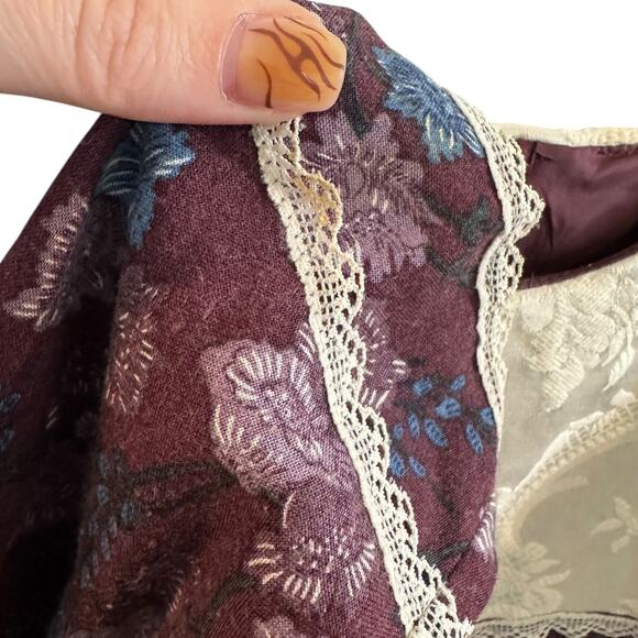 Vintage Gunne Sax Jessica McClintock Purple Floral Statement Collar Dress Small - Picture 10 of 12